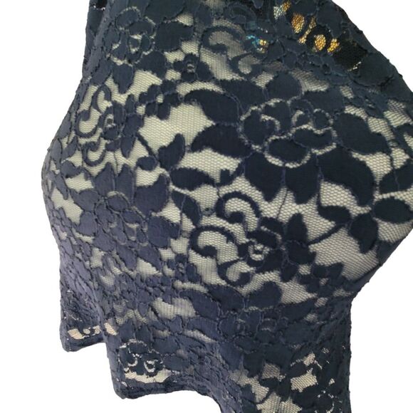BCBGMAXAZRIA  Irini Navy Blue Lace Tank Top Shirt Sleeveless Small - Picture 5 of 9